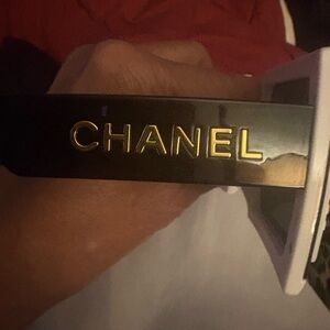 CHANEL Black Sunglasses Temple with Gold Lettering